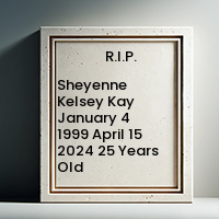 Sheyenne Kelsey Kay  January 4 1999  April 15 2024 25 Years Old avis de deces  NecroCanada