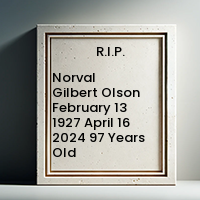 Norval Gilbert Olson  February 13 1927  April 16 2024 97 Years Old avis de deces  NecroCanada