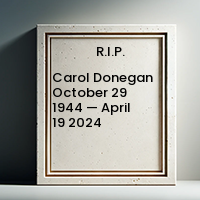 Carol Donegan  October 29 1944 — April 19 2024 avis de deces  NecroCanada