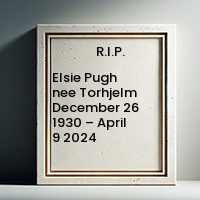 Elsie Pugh nee Torhjelm  December 26 1930 – April 9 2024 avis de deces  NecroCanada