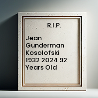 Jean Gunderman Kosolofski  1932  2024 92 Years Old avis de deces  NecroCanada