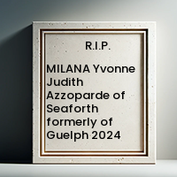 MILANA Yvonne Judith Azzoparde of Seaforth formerly of Guelph  2024 avis de deces  NecroCanada