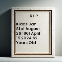 Klaas Jan Stol  August 26 1961  April 15 2024 62 Years Old avis de deces  NecroCanada