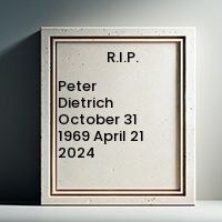 Peter Dietrich  October 31 1969  April 21 2024 avis de deces  NecroCanada