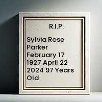 Sylvia Rose Parker  February 17 1927  April 22 2024 97 Years Old avis de deces  NecroCanada