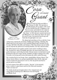 Cora Louise Grant  April 9 1930  February 16 2020 avis de deces  NecroCanada