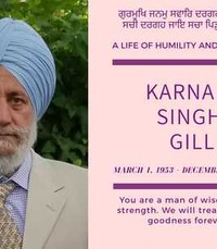 Karnail Singh Gill  Thursday December 17th 2020 avis de deces  NecroCanada