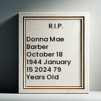 Donna Mae Barber  October 18 1944  January 15 2024 79 Years Old avis de deces  NecroCanada