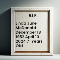 Linda June McDonald  December 18 1952  April 13 2024 71 Years Old avis de deces  NecroCanada