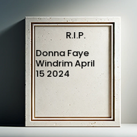 Donna Faye Windrim  April 15 2024 avis de deces  NecroCanada