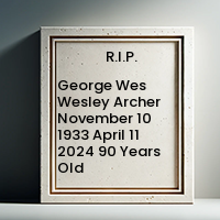 George Wes Wesley Archer  November 10 1933  April 11 2024 90 Years Old avis de deces  NecroCanada
