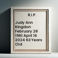 Judy Ann Kingdon  February 28 1961  April 16 2024 63 Years Old avis de deces  NecroCanada