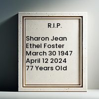 Sharon Jean Ethel Foster  March 30 1947  April 12 2024 77 Years Old avis de deces  NecroCanada