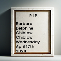 Barbara Delphine Chiblow Chiblow  Wednesday April 17th 2024 avis de deces  NecroCanada