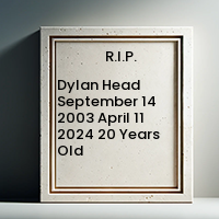 Dylan Head  September 14 2003  April 11 2024 20 Years Old avis de deces  NecroCanada