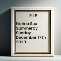 Norine Sue Summerby  Sunday December 17th 2023 avis de deces  NecroCanada