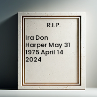 Ira Don Harper  May 31 1975