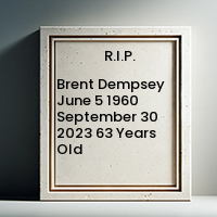 Brent Dempsey  June 5 1960  September 30 2023 63 Years Old avis de deces  NecroCanada