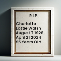 Charlotte Lottie Walsh  August 7 1928  April 21 2024 95 Years Old avis de deces  NecroCanada