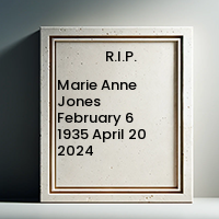 Marie Anne Jones  February 6 1935