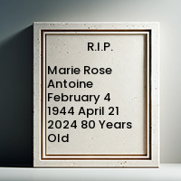 Marie Rose Antoine  February 4 1944  April 21 2024 80 Years Old avis de deces  NecroCanada