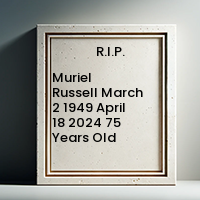 Muriel Russell  March 2 1949  April 18 2024 75 Years Old avis de deces  NecroCanada