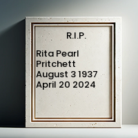 Rita Pearl Pritchett  August 3 1937  April 20 2024 avis de deces  NecroCanada
