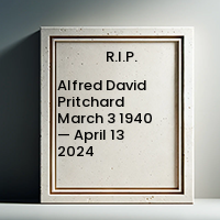 Alfred David Pritchard  March 3 1940 — April 13 2024 avis de deces  NecroCanada