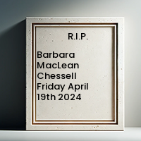 Barbara MacLean Chessell  Friday April 19th 2024 avis de deces  NecroCanada