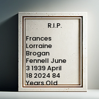 Frances Lorraine Brogan Fennell  June 3 1939  April 18 2024 84 Years Old avis de deces  NecroCanada