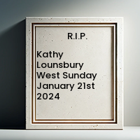 Kathy Lounsbury West  Sunday January 21st 2024 avis de deces  NecroCanada