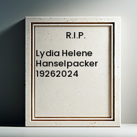 Lydia Helene Hanselpacker  19262024 avis de deces  NecroCanada