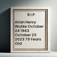 Allan Henry Wutke  October 24 1943  October 23 2023 79 Years Old avis de deces  NecroCanada