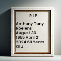 Anthony Tony Roelens  August 30 1955  April 21 2024 68 Years Old avis de deces  NecroCanada
