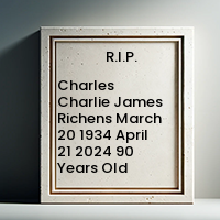 Charles Charlie James Richens  March 20 1934  April 21 2024 90 Years Old avis de deces  NecroCanada