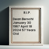 Dean Berschl  January 30 1967  April 18 2024 57 Years Old avis de deces  NecroCanada