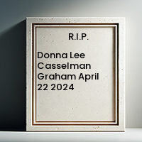 Donna Lee Casselman Graham  April 22 2024 avis de deces  NecroCanada