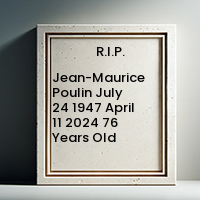 Jean-Maurice Poulin  July 24 1947  April 11 2024 76 Years Old avis de deces  NecroCanada