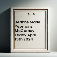 Jeanne Marie Yeomans McCarney  Friday April 19th 2024 avis de deces  NecroCanada