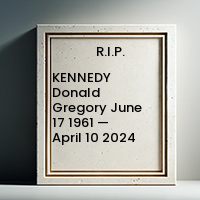 KENNEDY Donald Gregory  June 17 1961 — April 10 2024 avis de deces  NecroCanada