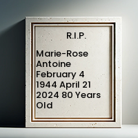 Marie-Rose Antoine  February 4 1944  April 21 2024 80 Years Old avis de deces  NecroCanada