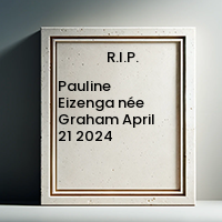 Pauline Eizenga née Graham  April 21 2024 avis de deces  NecroCanada