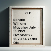 Ronald William Maycher  July 14 1959  October 27 2023 64 Years Old avis de deces  NecroCanada