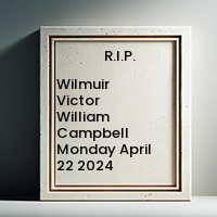 Wilmuir Victor William Campbell  Monday April 22 2024 avis de deces  NecroCanada