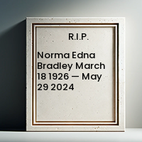 Norma Edna Bradley  March 18 1926 — May 29 2024 avis de deces  NecroCanada