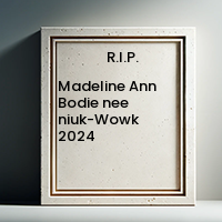 Madeline Ann Bodie nee niuk-Wowk  2024 avis de deces  NecroCanada