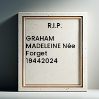 GRAHAM MADELEINE Née Forget  19442024 avis de deces  NecroCanada