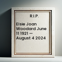 Elsie Joan Woodard  June 11 1921 — August 4 2024 avis de deces  NecroCanada