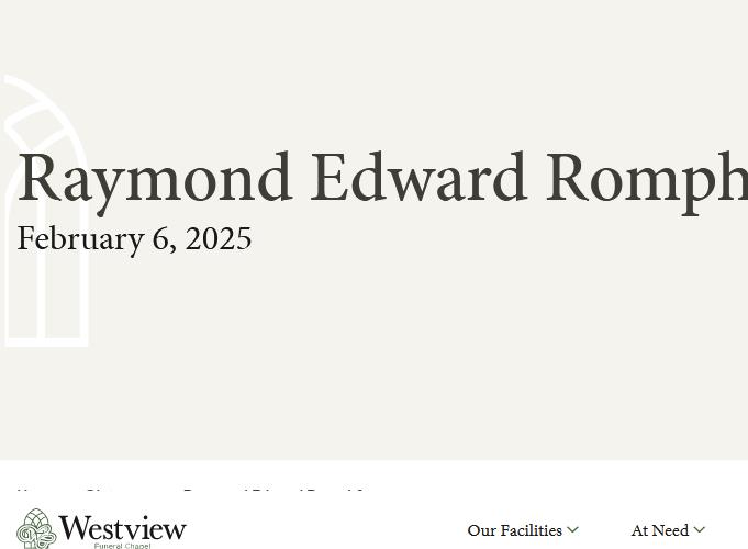 Raymond Edward Romphf  February 6 2025 avis de deces  NecroCanada