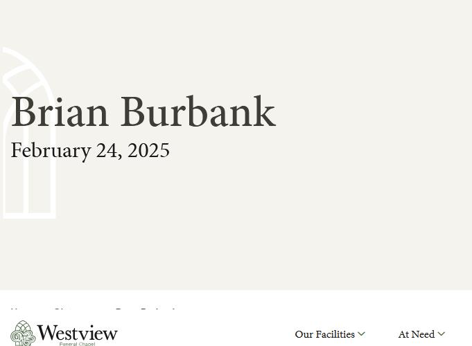 Brian Burbank  February 24 2025 avis de deces  NecroCanada